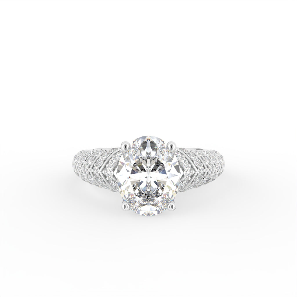 18K White Gold Oval Diamond Engagement Ring — TOP