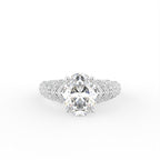 18K White Gold Oval Diamond Engagement Ring — TOP