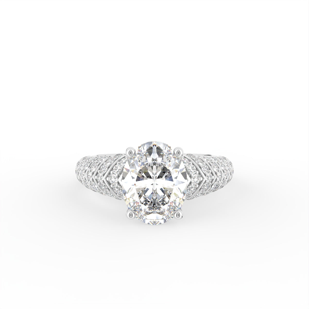 18K White Gold Oval Diamond Engagement Ring — TOP