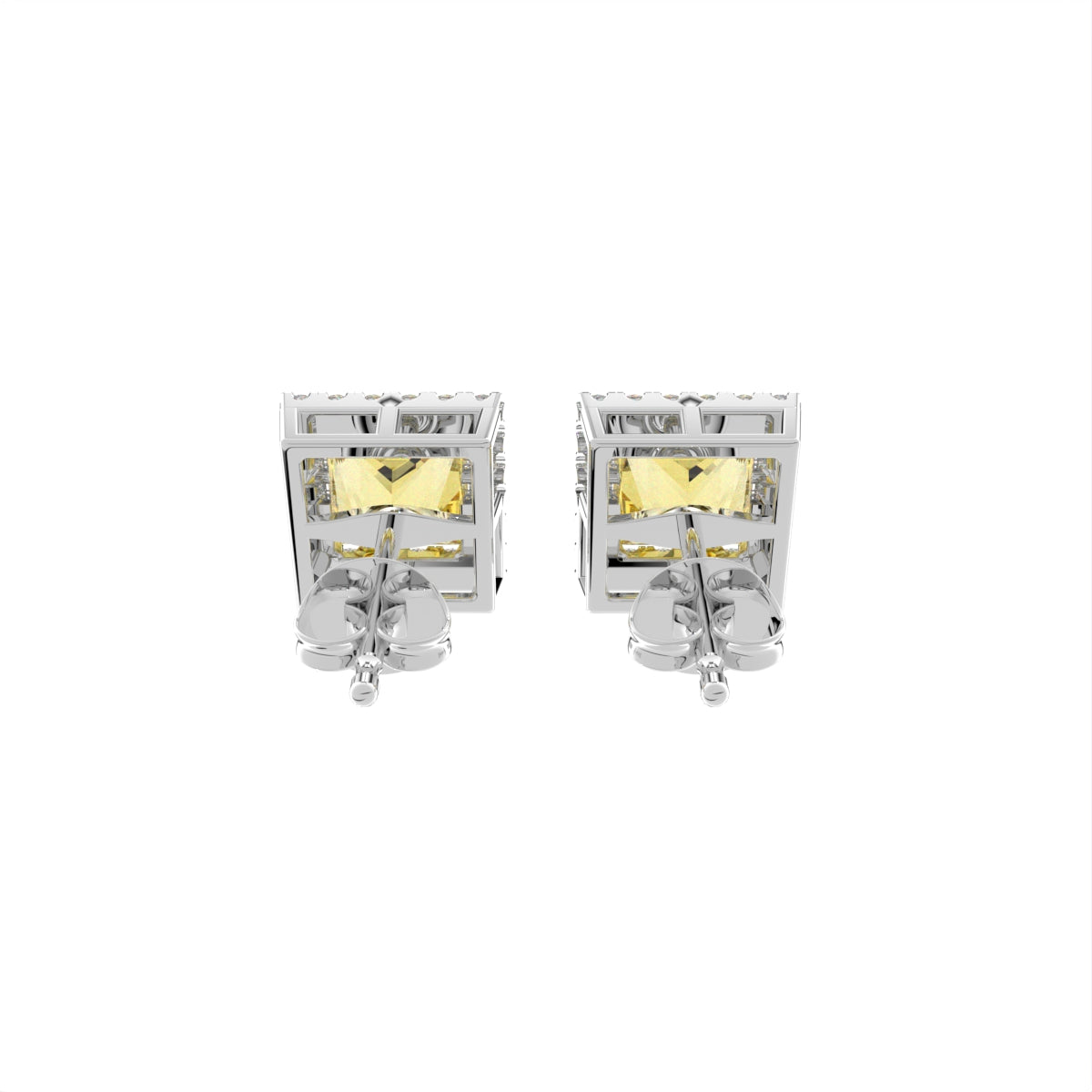vimg:Z01800|18K Princess Halo Diamond Earrings — BACK