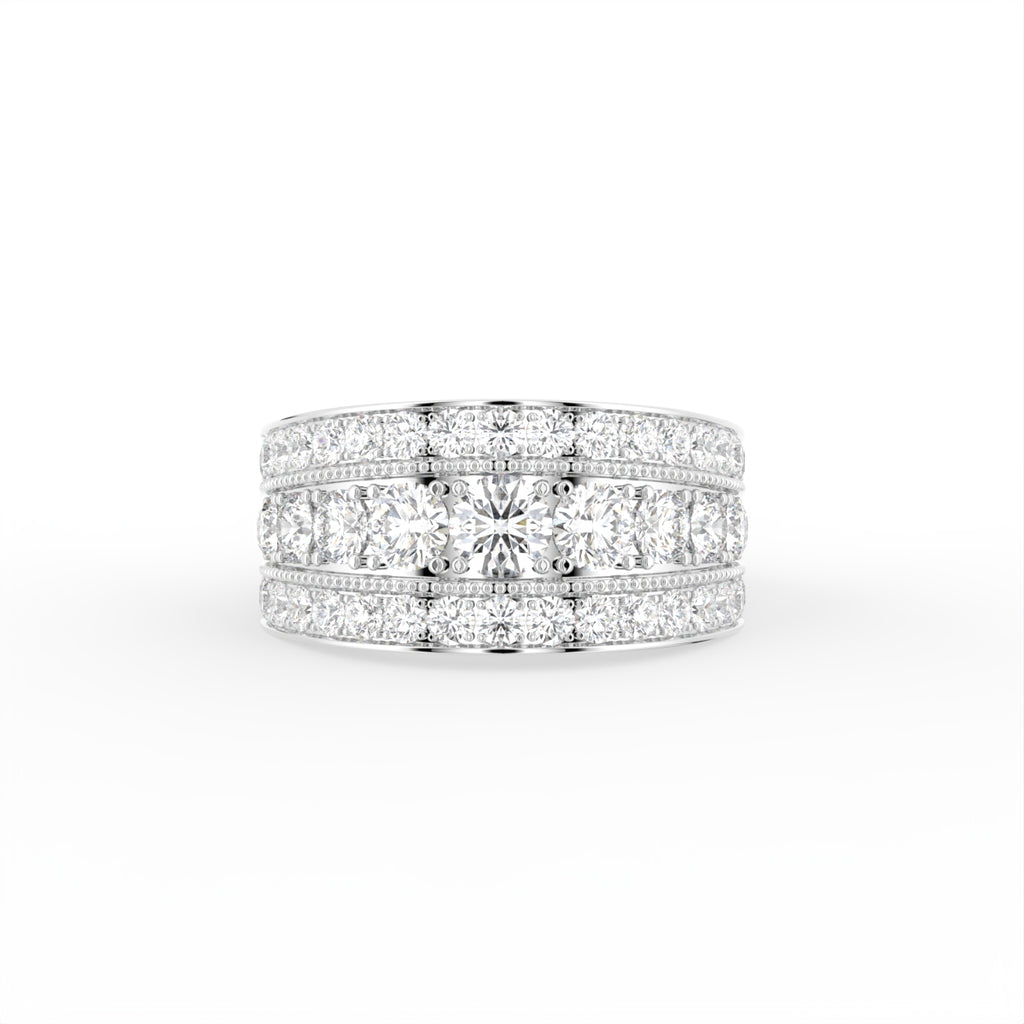 18K Eternity Round Diamond Multi-Row Ring — TOP
