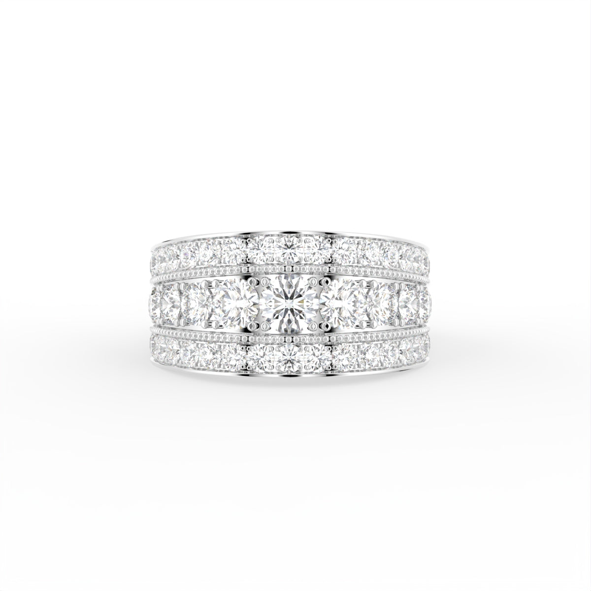18K Eternity Round Diamond Multi-Row Ring — TOP
