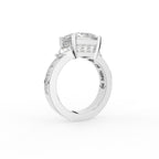 18K Trilogy Princess Cut Diamond Engagement Ring — 3D VIEW