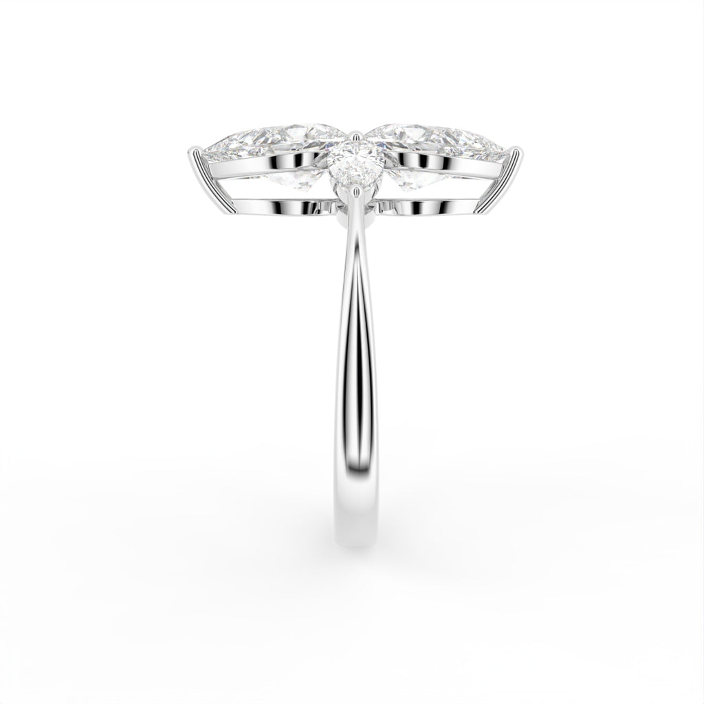 18K Pear Cluster Diamond Ring — SIDE