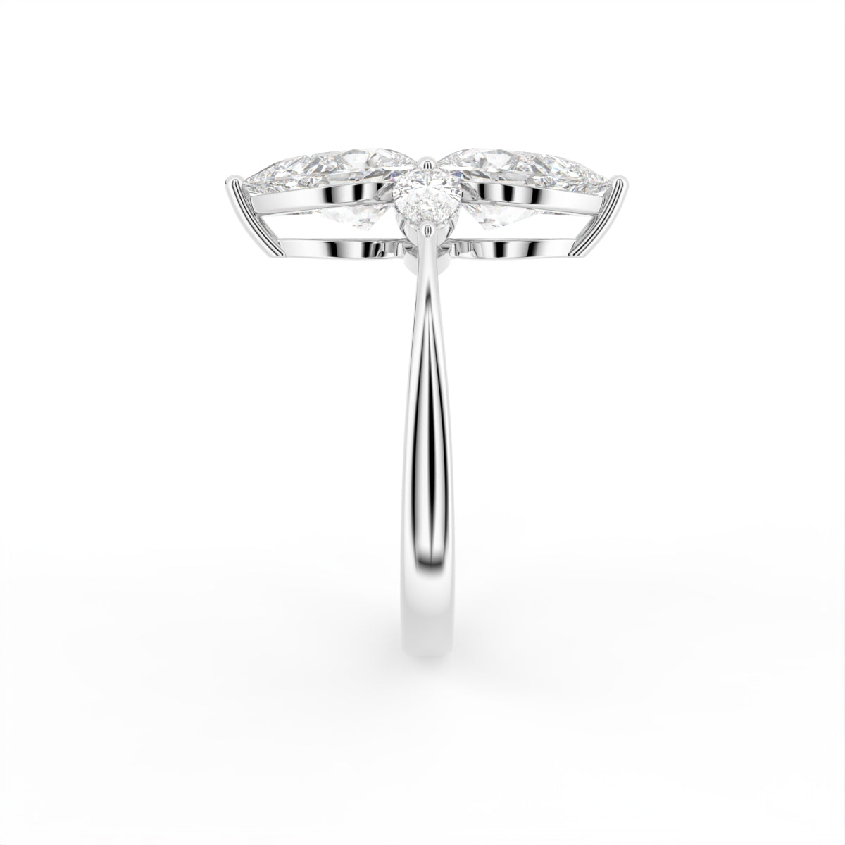18K Pear Cluster Diamond Ring — SIDE