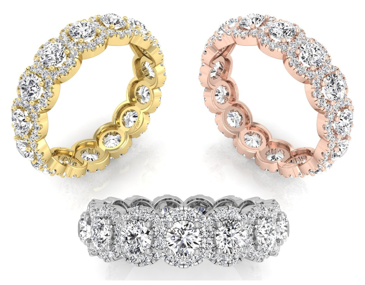 18K Full Eternity Diamond Ring — 3 COLOR