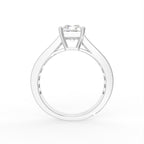 18K White Gold Solitaire Emerald Diamond Engagement Ring — FRONT