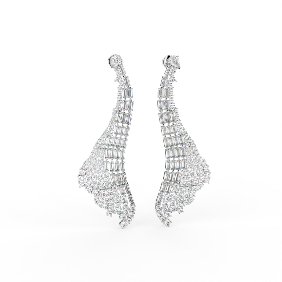 Sterling Silver Diamond Earrings — IMAGE URL