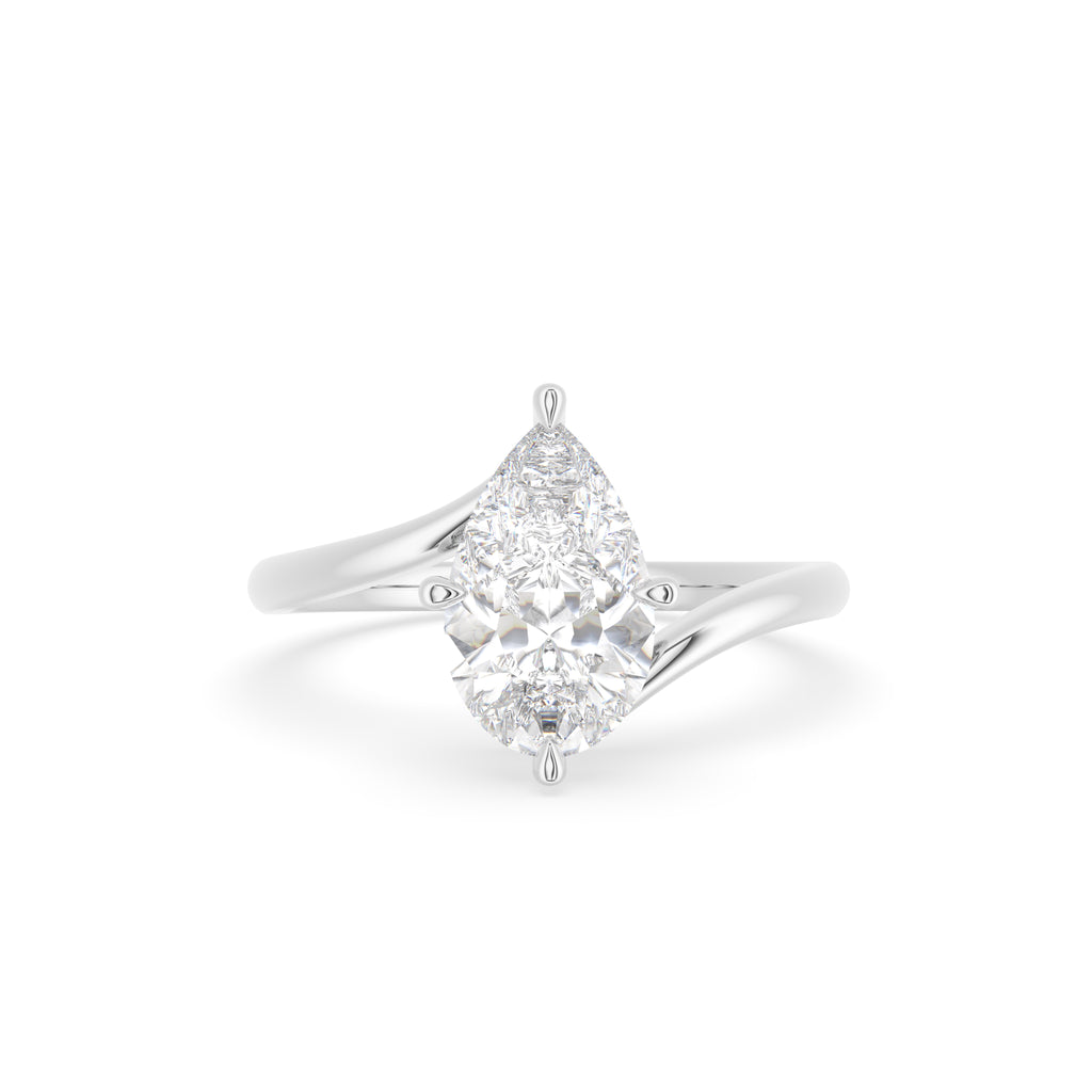 18K Pear Solitaire Diamond Engagement Ring — TOP