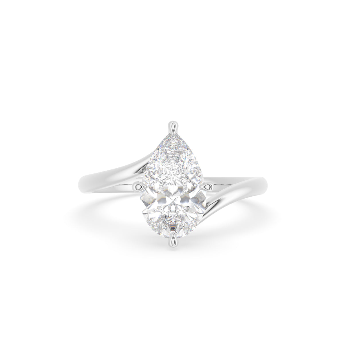 18K Pear Solitaire Diamond Engagement Ring — TOP