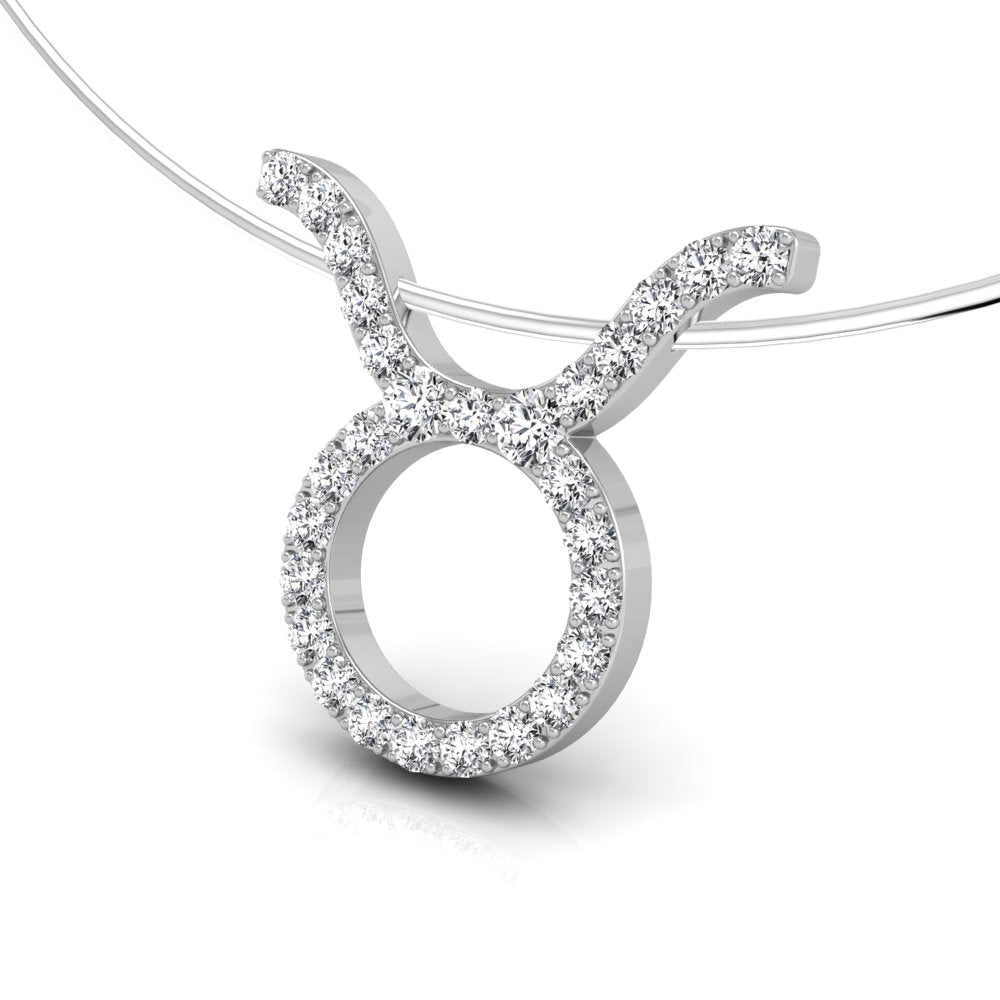vimg:FJ1249|vimg:FJ2491|18K White Gold Zodiac Round Diamond Pendant — 3D VIEW