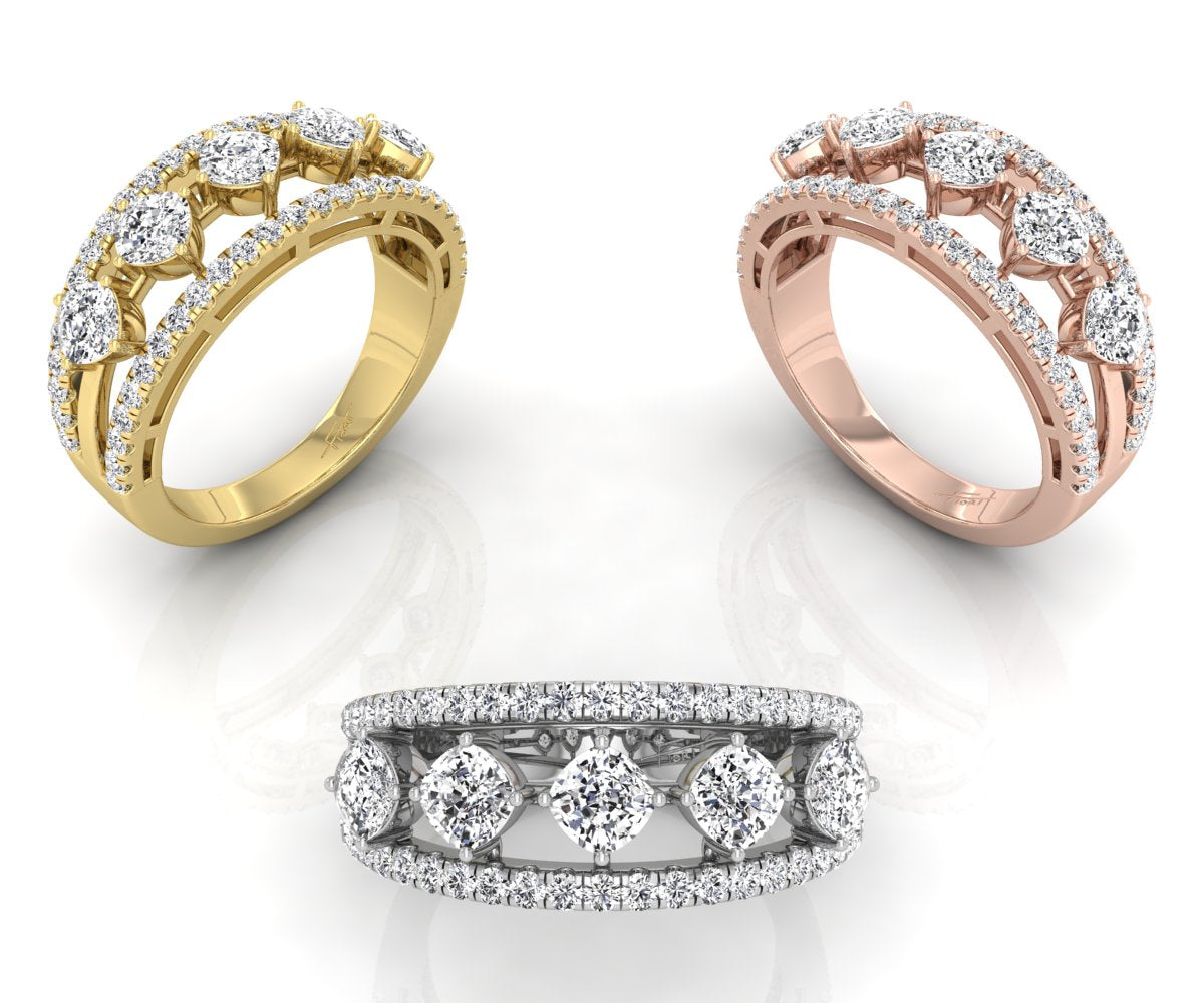 18K Cushion Diamond Statement Ring — 3 COLOR