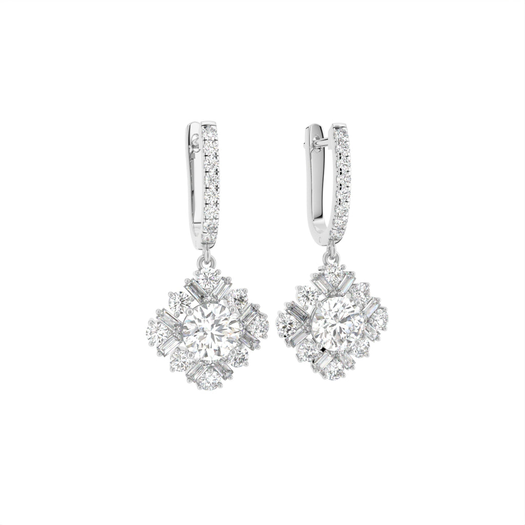 18K Drop Diamond Earrings — 3D VIEW