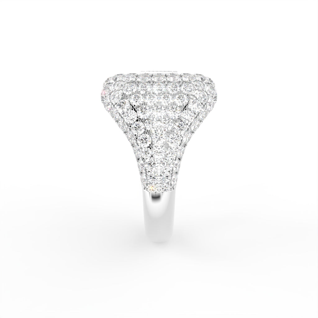 18K Bespoke Baguette Pavé Diamond Ring — SIDE