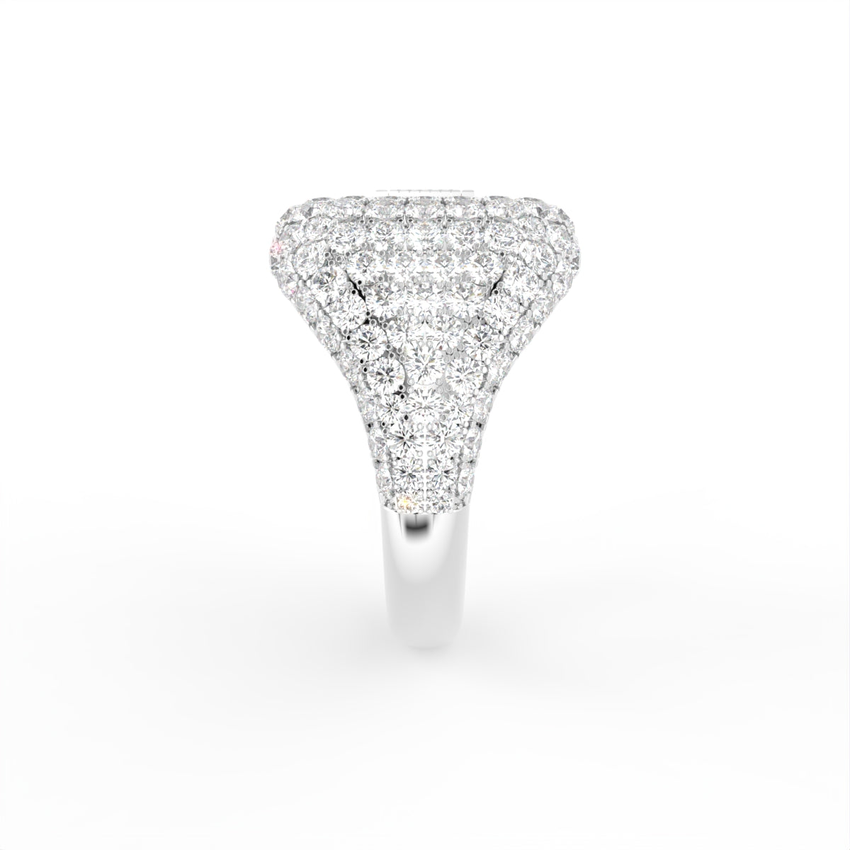 18K Bespoke Baguette Pavé Diamond Ring — SIDE