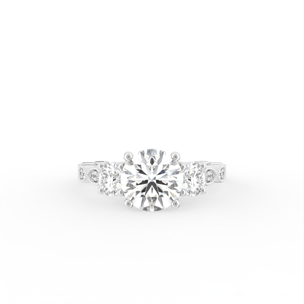 18K Solitaire Round Diamond Engagement Ring — TOP