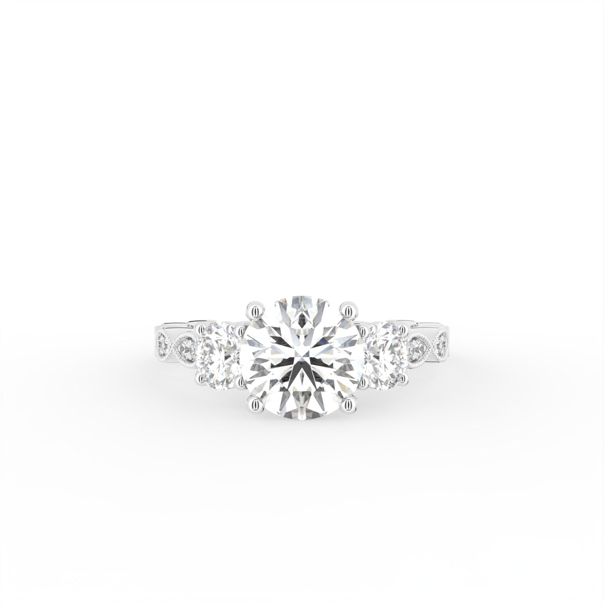 18K Solitaire Round Diamond Engagement Ring — TOP