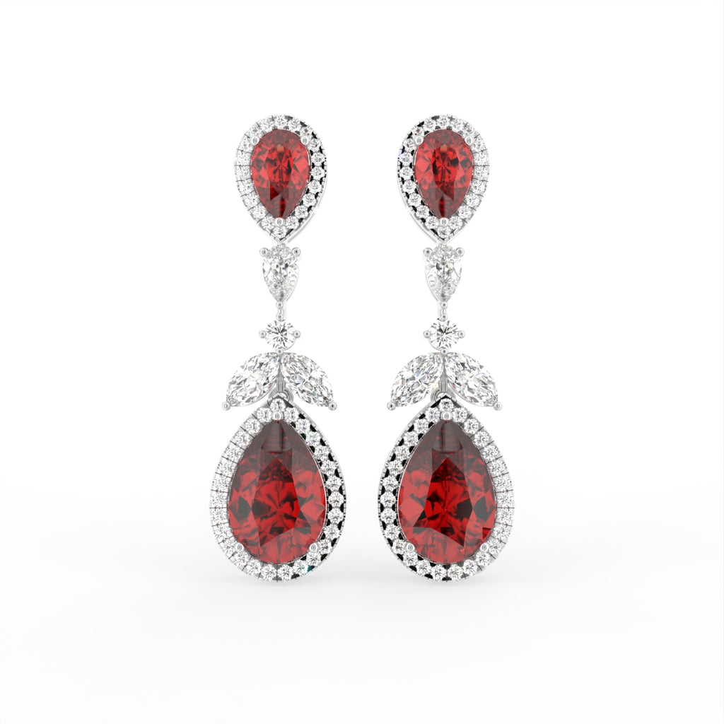 18K Pear Diamond Drop Earrings — TOP
