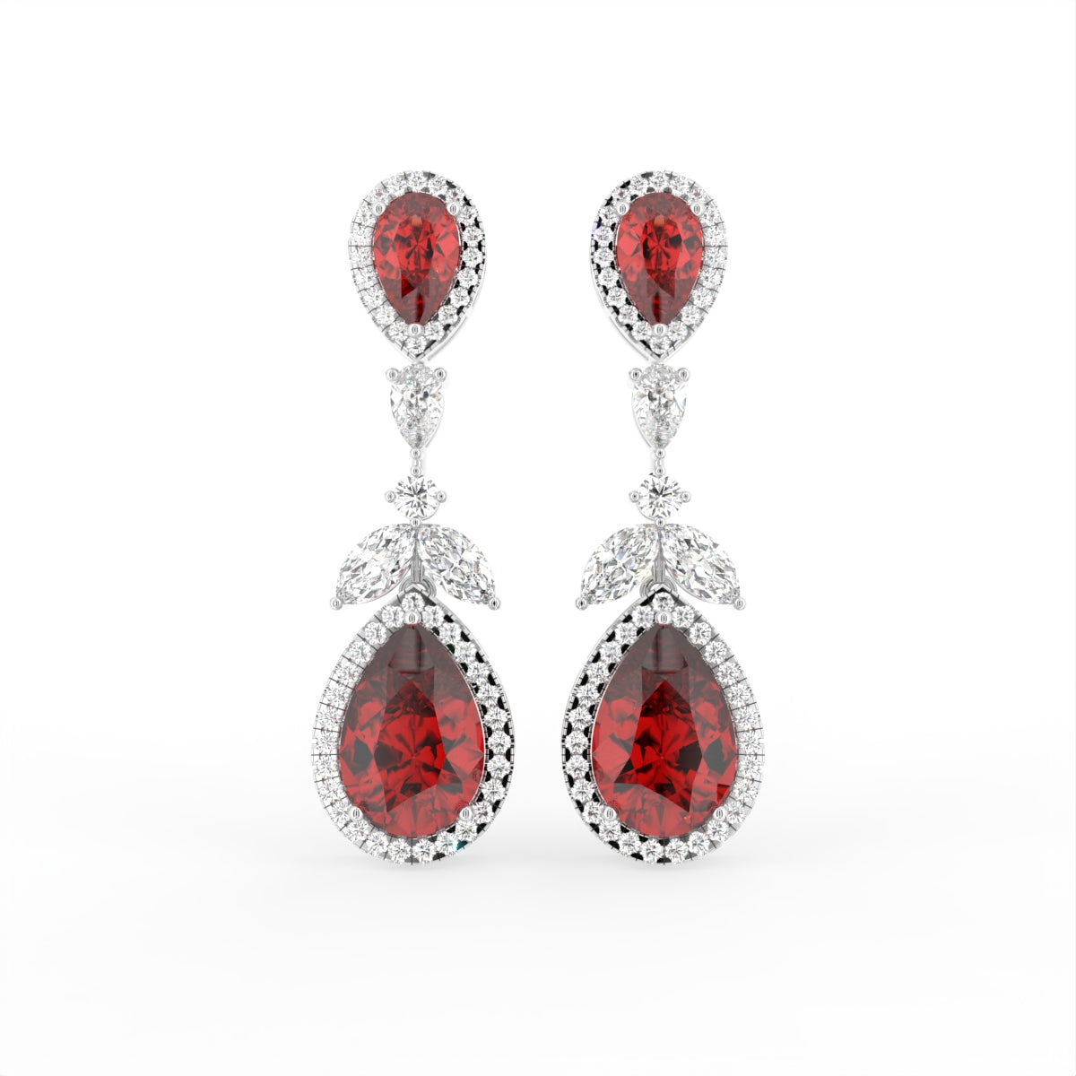 18K Pear Diamond Drop Earrings — TOP