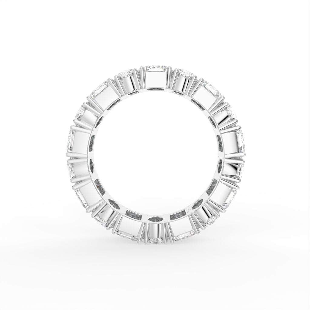 18K Full Eternity Emerald Cut Diamond Ring — FRONT