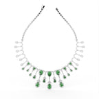 18K Green Pear and Diamond Fringe Necklace — TOP