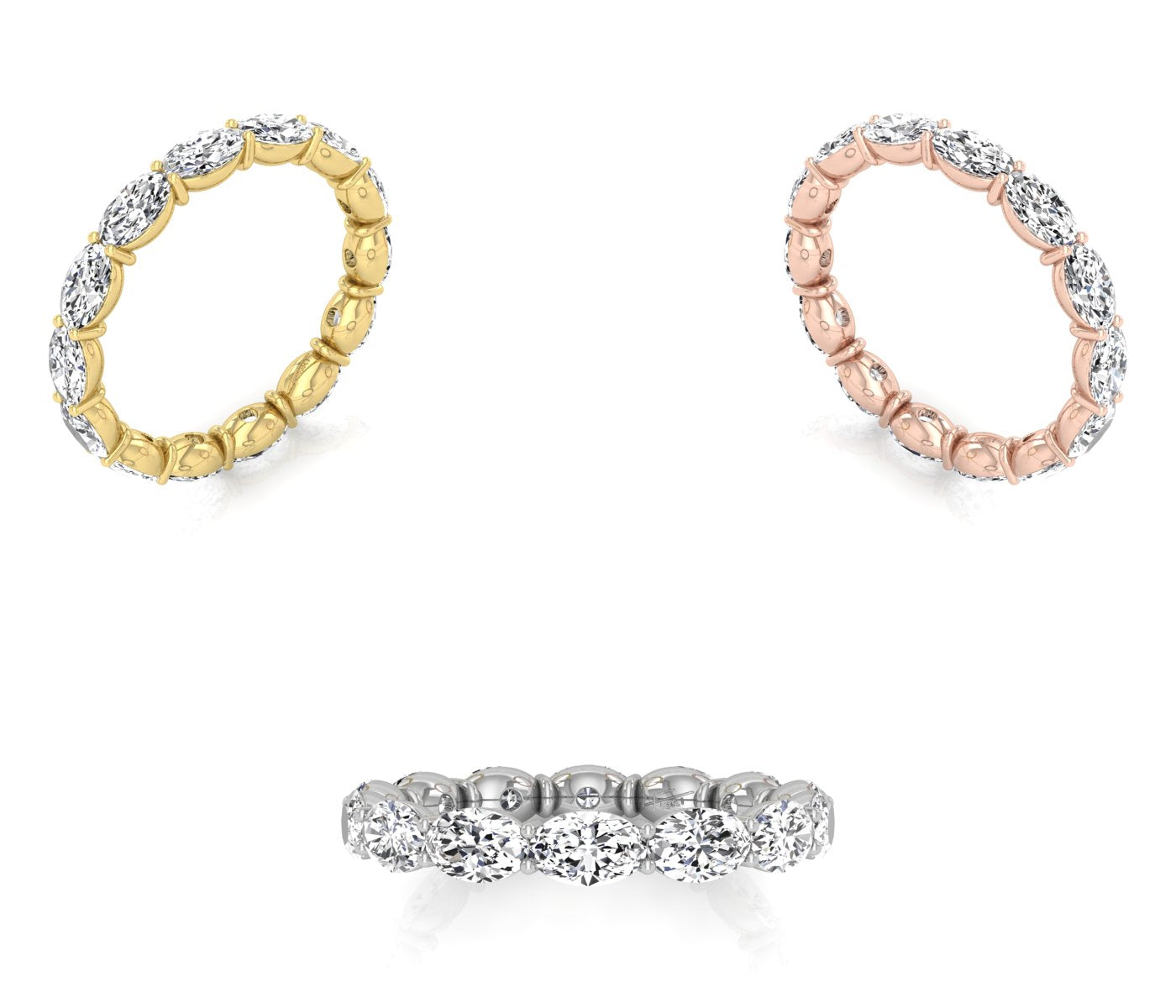 18K Oval Eternity Diamond Ring — 3 COLOR