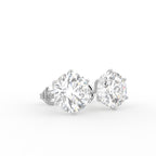 18K Round Solitaire Diamond Earrings — 3D VIEW
