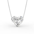 18K White Gold Heart Solitaire Diamond Pendant — FRONT