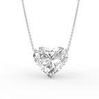18K White Gold Heart Solitaire Diamond Pendant — FRONT