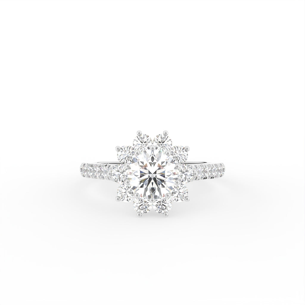 18K Halo Round Diamond Cocktail Ring — TOP