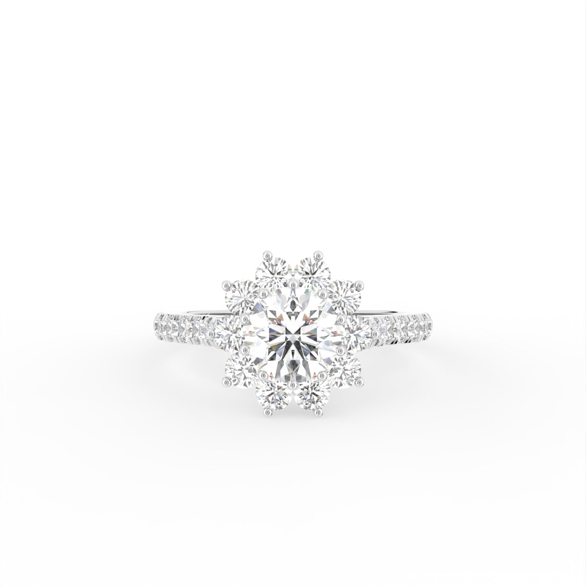 18K Halo Round Diamond Cocktail Ring — TOP