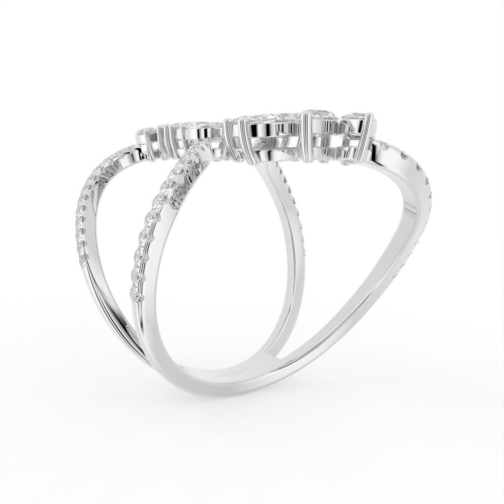 18K White Gold Bespoke Diamond Ring — 3D VIEW
