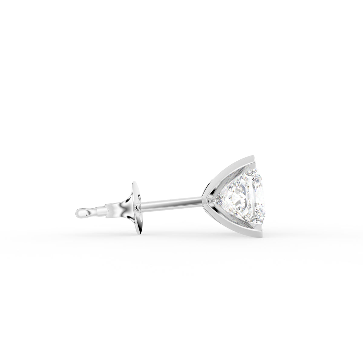 18K Solitaire Princess Diamond Earrings — SIDE VIEW