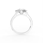 18K Halo Solitaire Round Diamond Engagement Ring — FRONT