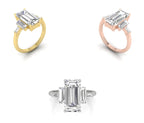 18K Emerald Cut Diamond Solitaire Ring — 3 COLOR