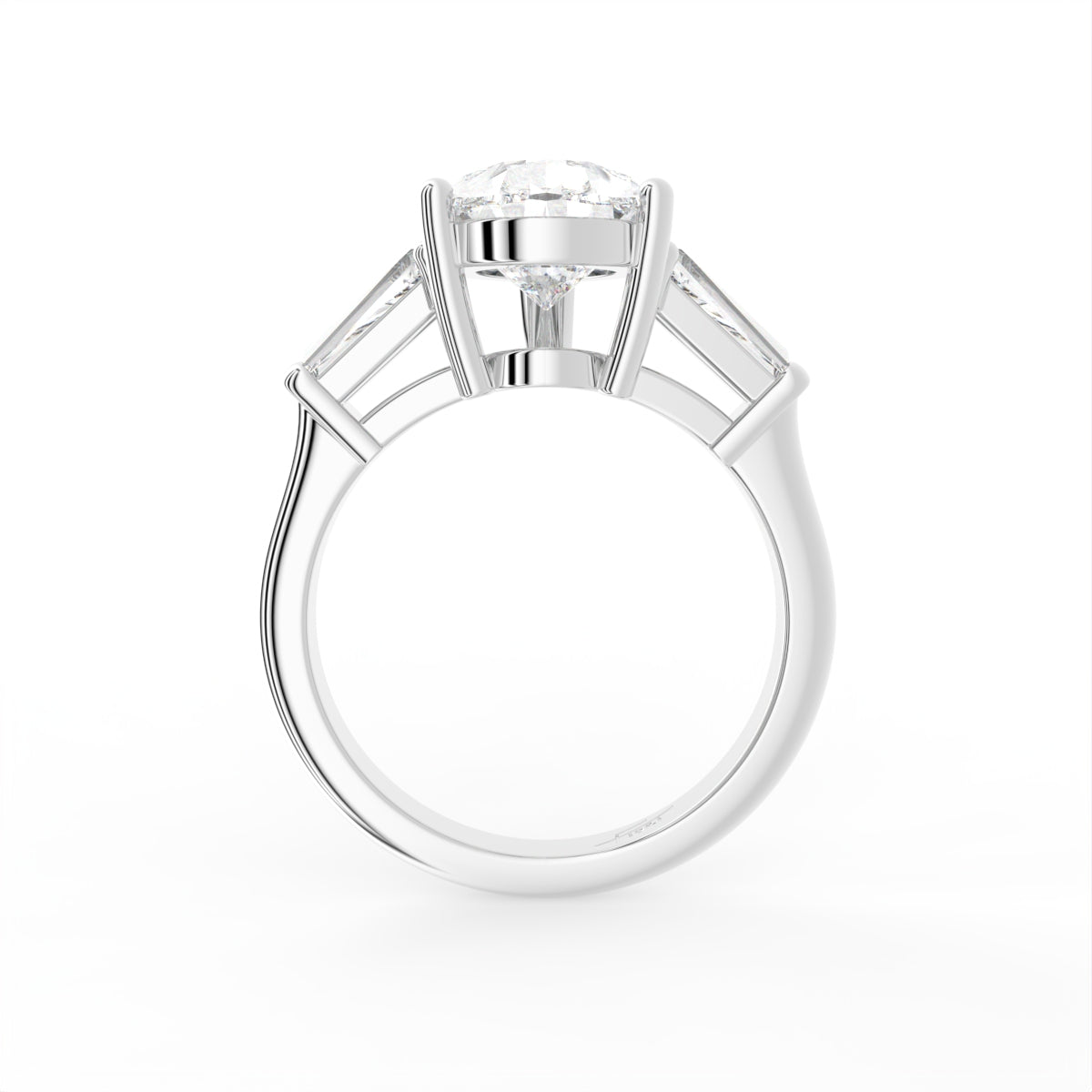 18K Bespoke Pear Baguette Diamond Ring — FRONT