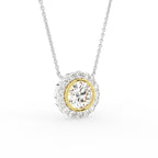 18K Solitaire Halo Round Diamond Pendant — 3D VIEW