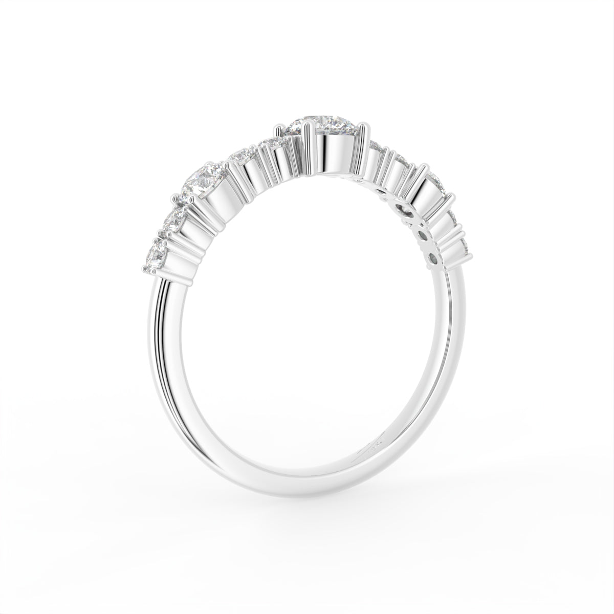 18K Half Eternity Diamond Ring — 3D VIEW