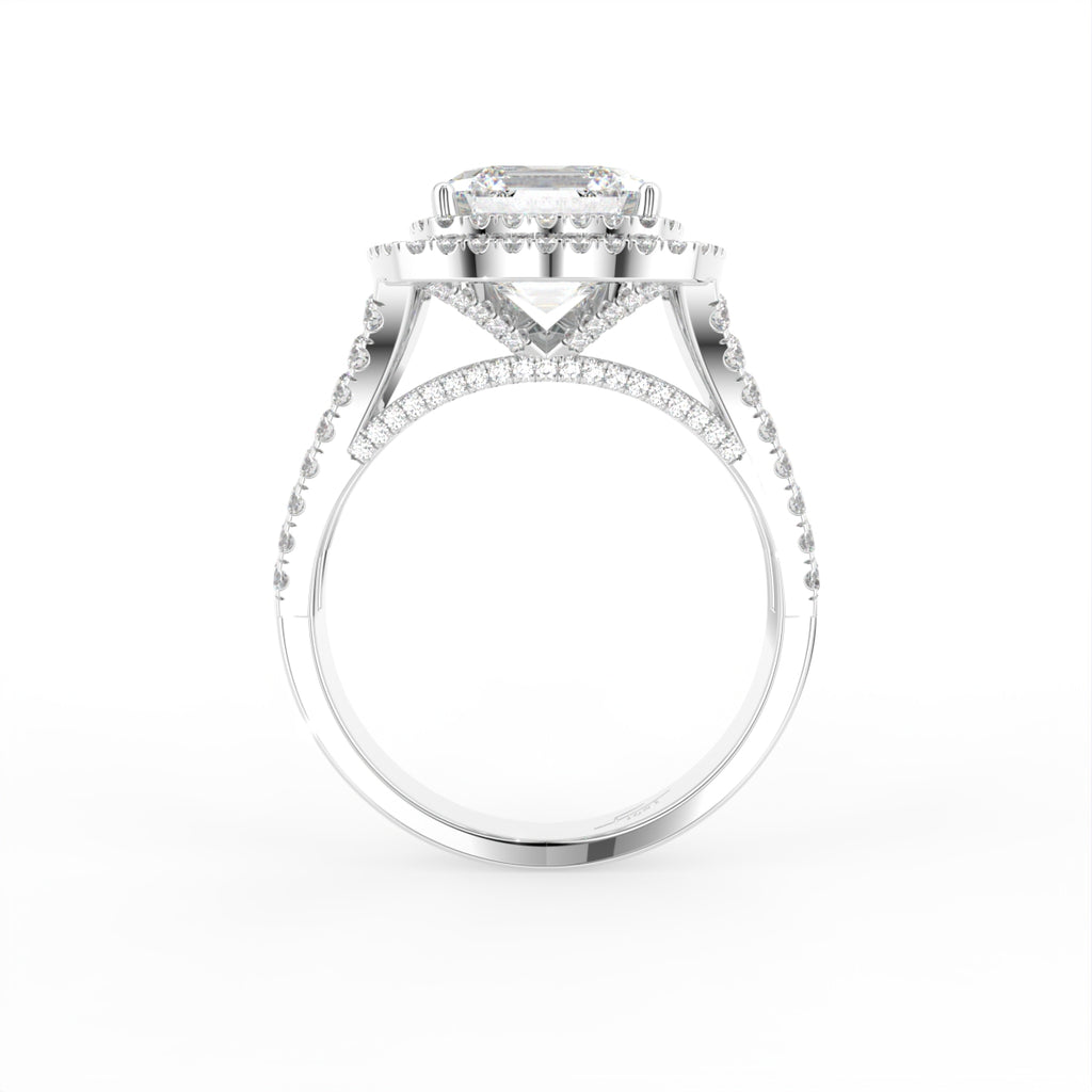 18K Halo Cushion-Cut Solitaire Diamond Ring — FRONT