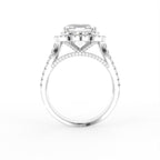 18K Halo Cushion-Cut Solitaire Diamond Ring — FRONT