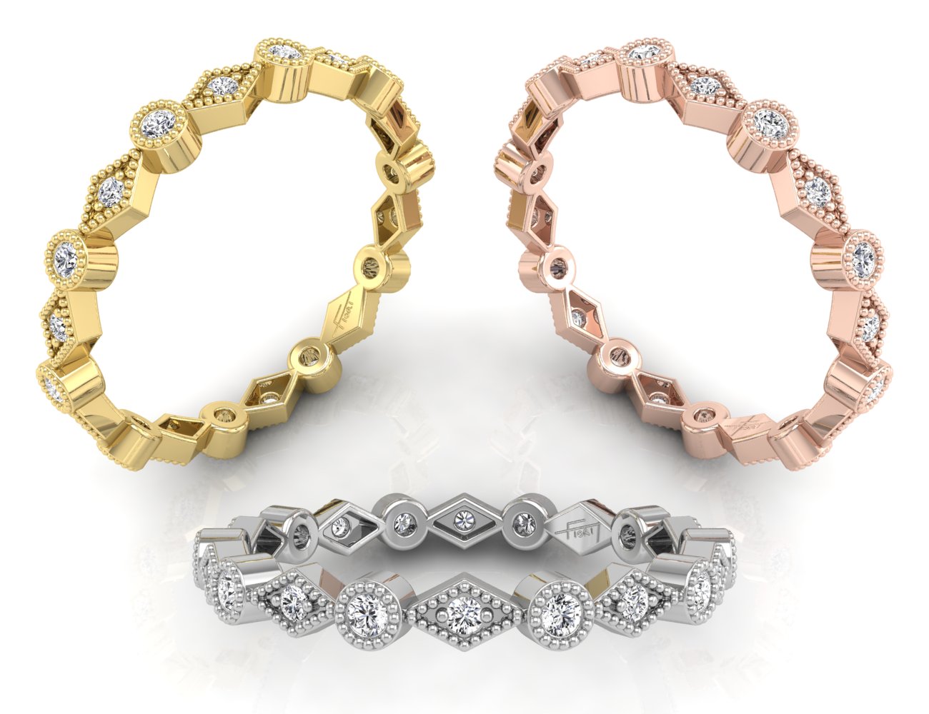 18K Bespoke Diamond Band Ring — 3 COLOR