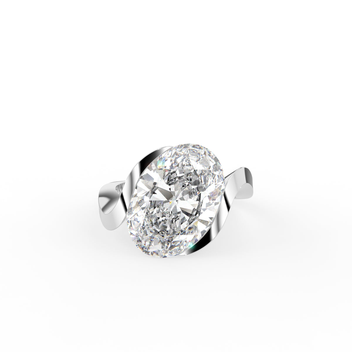 18K Solitaire Oval Diamond Ring — TOP