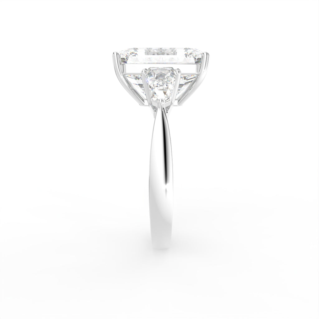18K Trilogy Radiant-Cut Diamond Ring — SIDE