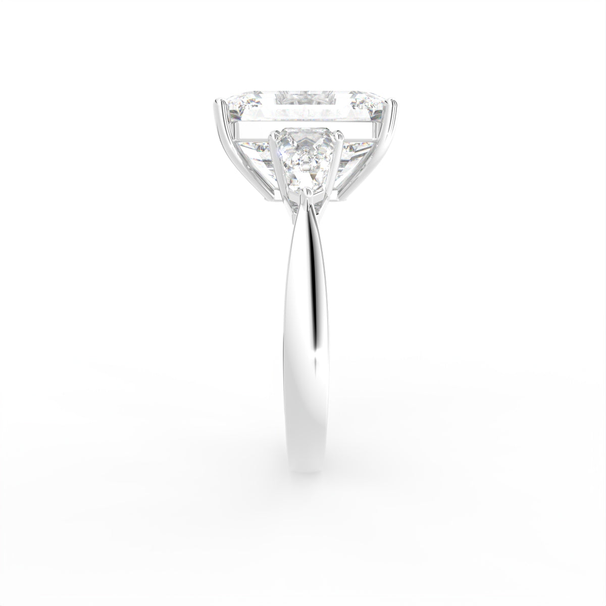 18K Trilogy Radiant-Cut Diamond Ring — SIDE