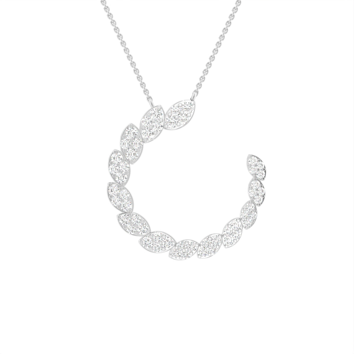 18K Crescent Round Diamond Pendant — FRONT