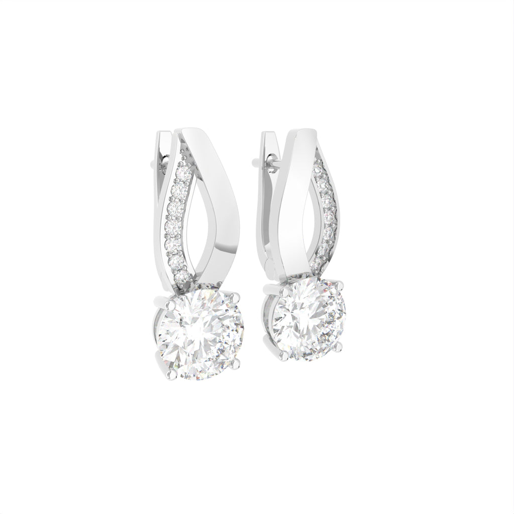 18K Diamond Drop Earrings — 3D VIEW