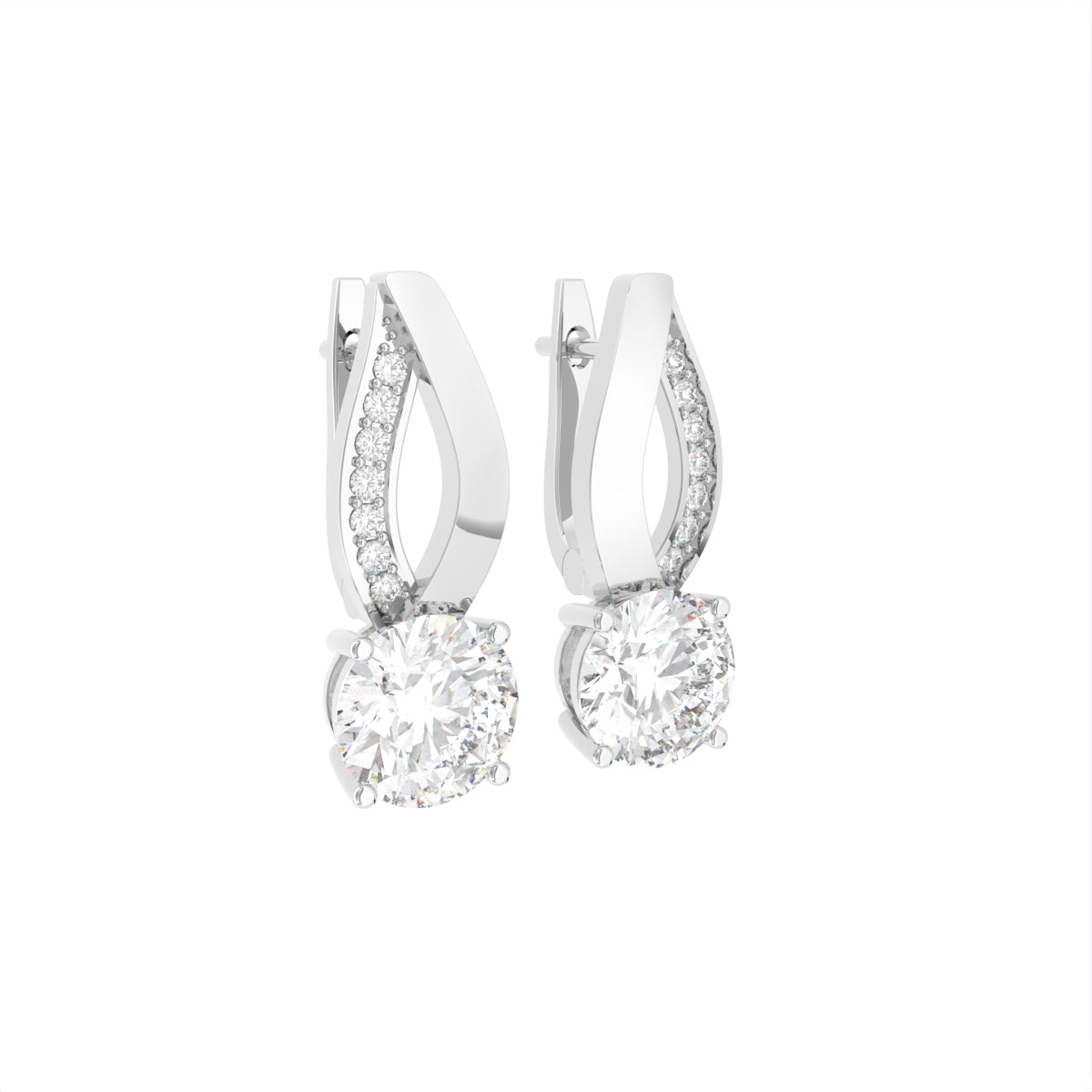 18K Diamond Drop Earrings — 3D VIEW