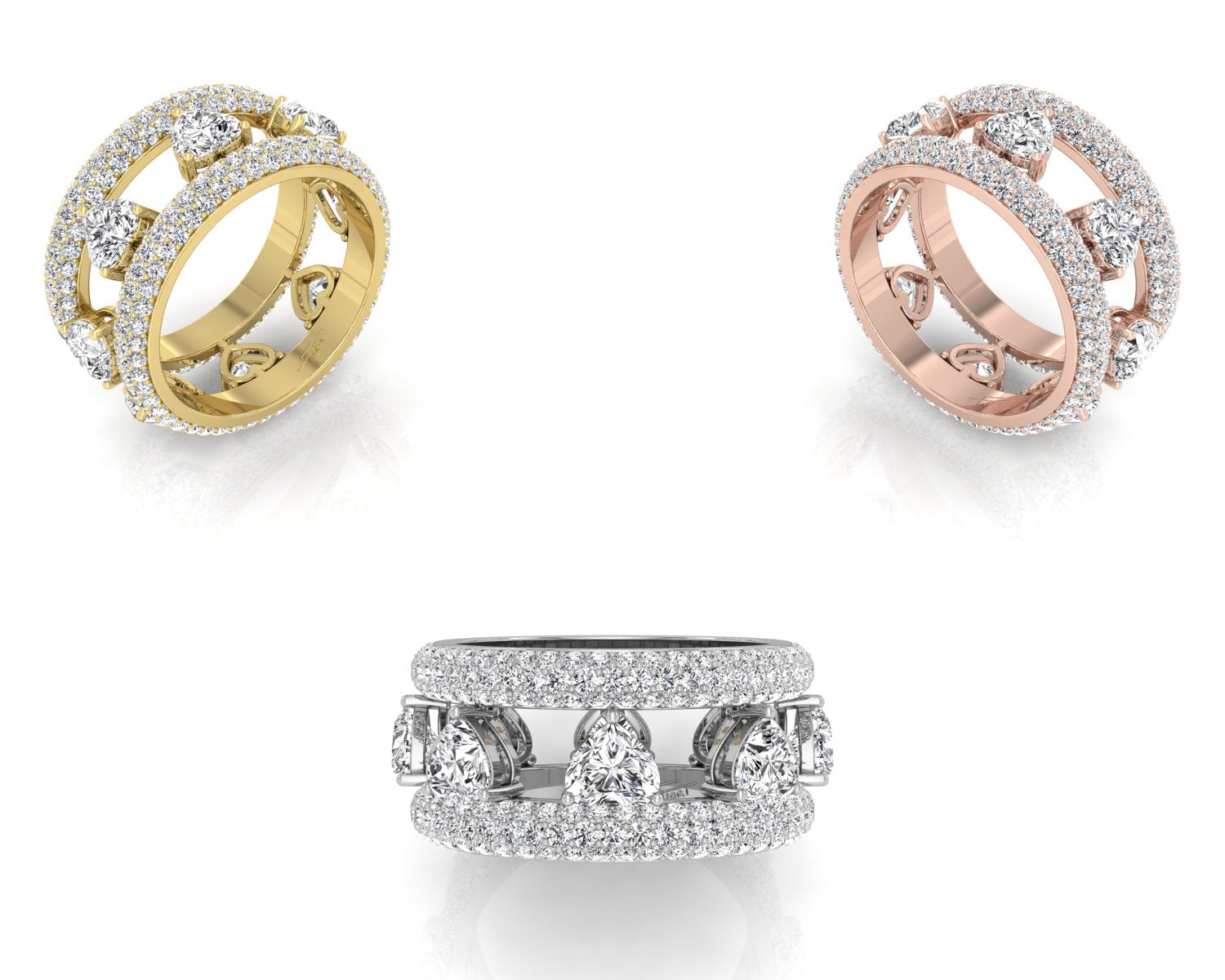 18K Openwork Pave Diamond Ring — 3 COLOR