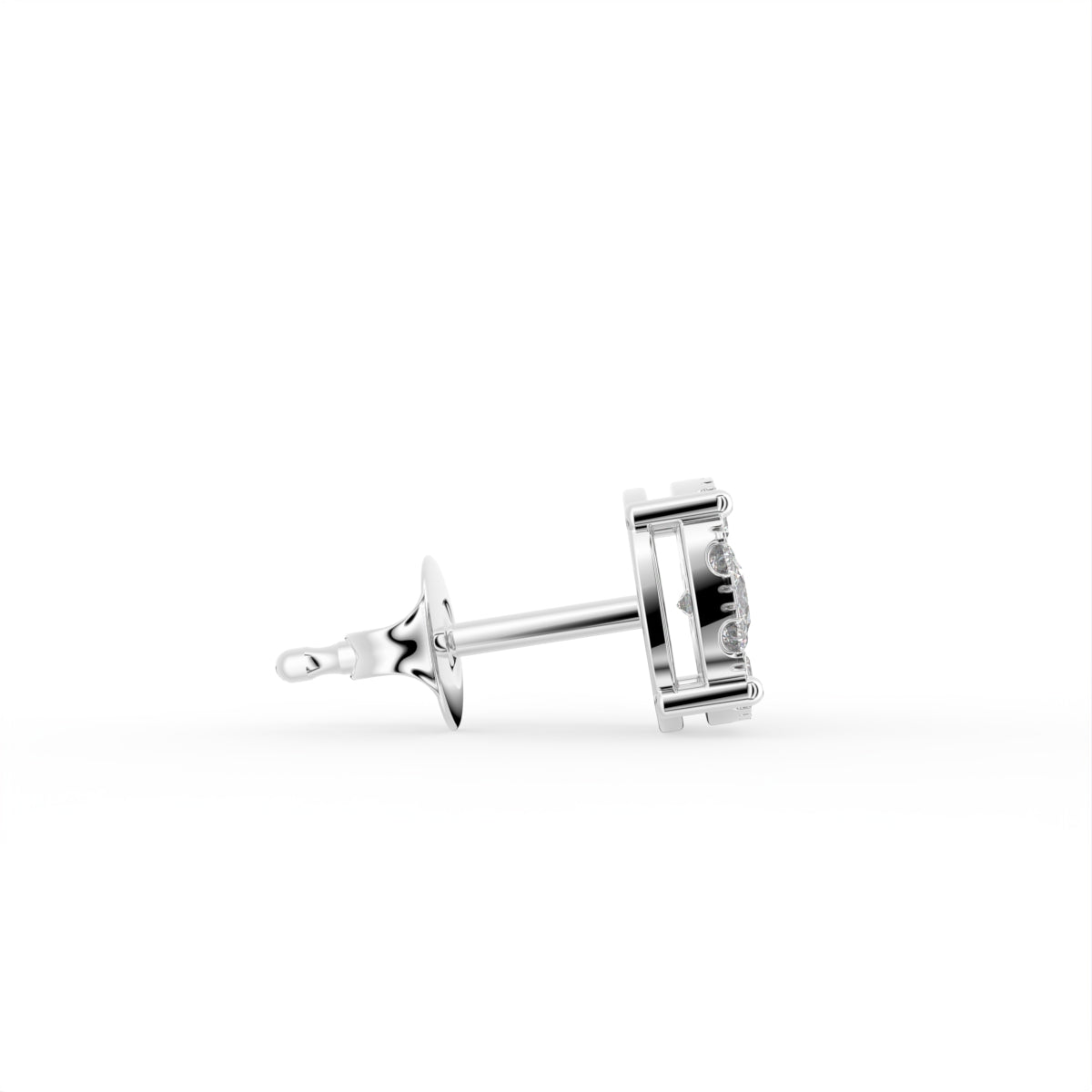 18K Round Floral Halo Diamond Earrings — SIDE VIEW