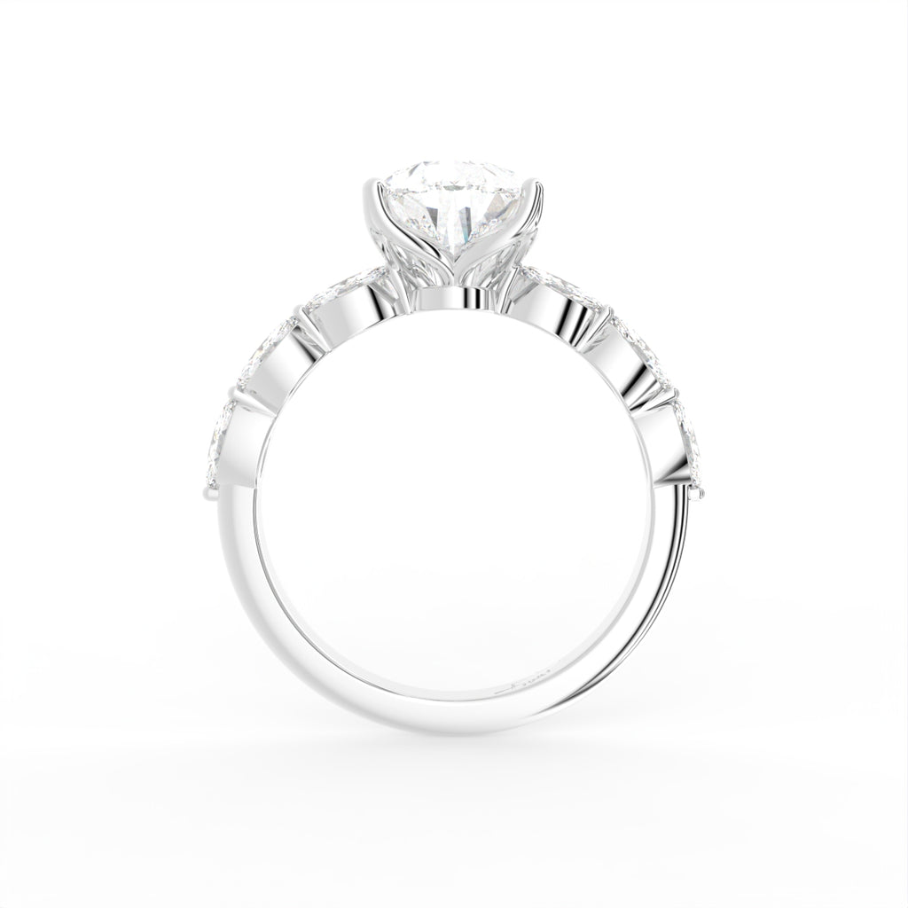 18K Bespoke Pear Diamond Engagement Ring — FRONT